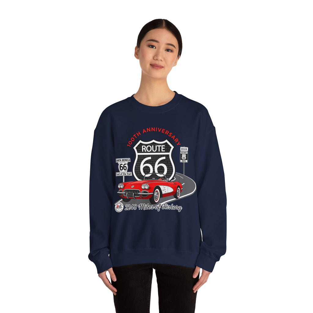 C1 Corvette Route 66 100th Anniversary Cotton Blend Sweatshirt – Legends of the Road, Perfect for the Corvette Fan