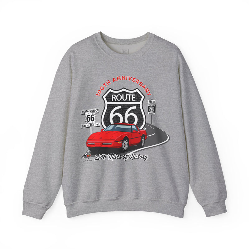 C4 Corvette Route 66 100th Anniversary Cotton Blend Sweatshirt – Legends of the Road, Perfect for the Corvette Fan