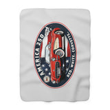 Corvette Red C1 Convertible "Red. White. Corvette." America 250 Oval Premium Sherpa Blanket – 1776 to 2026