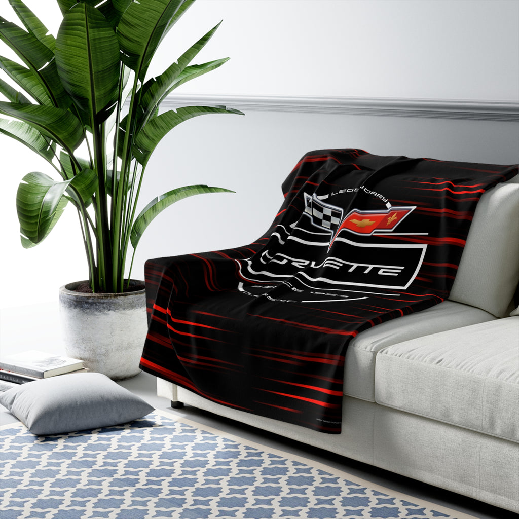 C6 Corvette Racing Speed Lines Decorative Sherpa Blanket, Perfect for those Chilly Days.