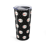 Corvette C1 Logo Repeat Pattern Carbon Tumbler 20oz | Retro Car Lover Travel Cup, Gift for Him, Car Enthusiast, Father's Day, Road Trip