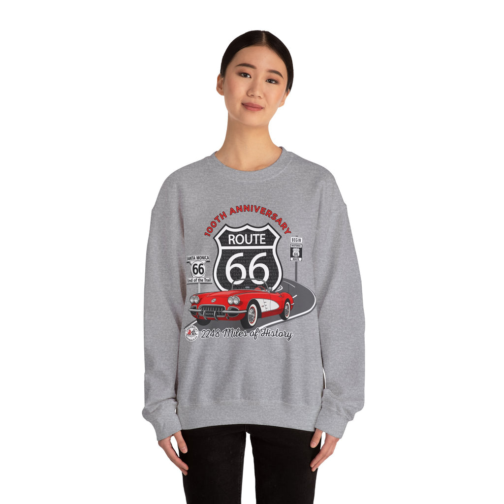 C1 Corvette Route 66 100th Anniversary Cotton Blend Sweatshirt – Legends of the Road, Perfect for the Corvette Fan