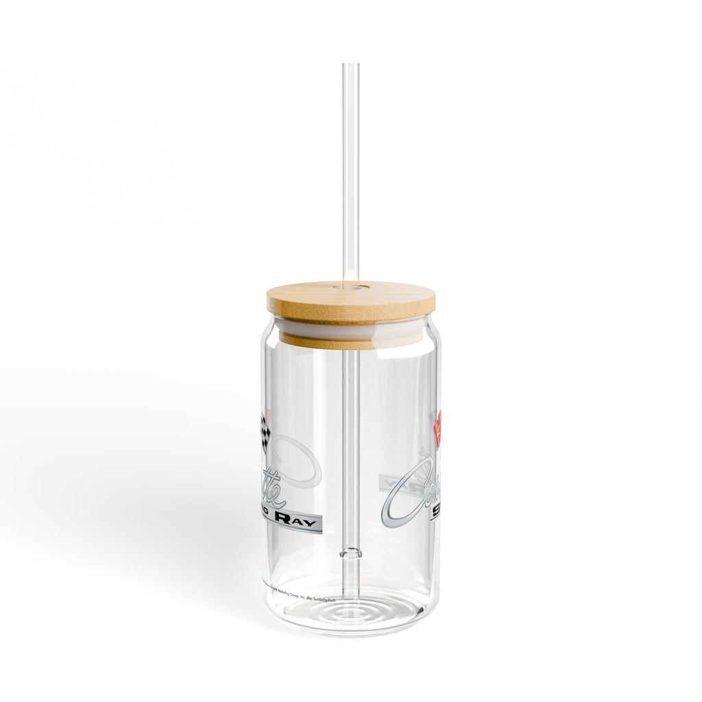 Corvette C2 16oz Clear Plastic Sipper – Corvette Script & C2 Logo | Gift for Car Enthusiasts, Summer BBQs, Nostalgic Kitchen Decor