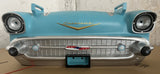 1957 Chevy Bel Air Wall Shelf, Floating Shelf, Turquoise 20x6.1x8 inches, Tempered Glass, LED Headlights, Battery Operated, Classic Car Wall Decor, Novelty Gift, Gift Idea for Car Fans