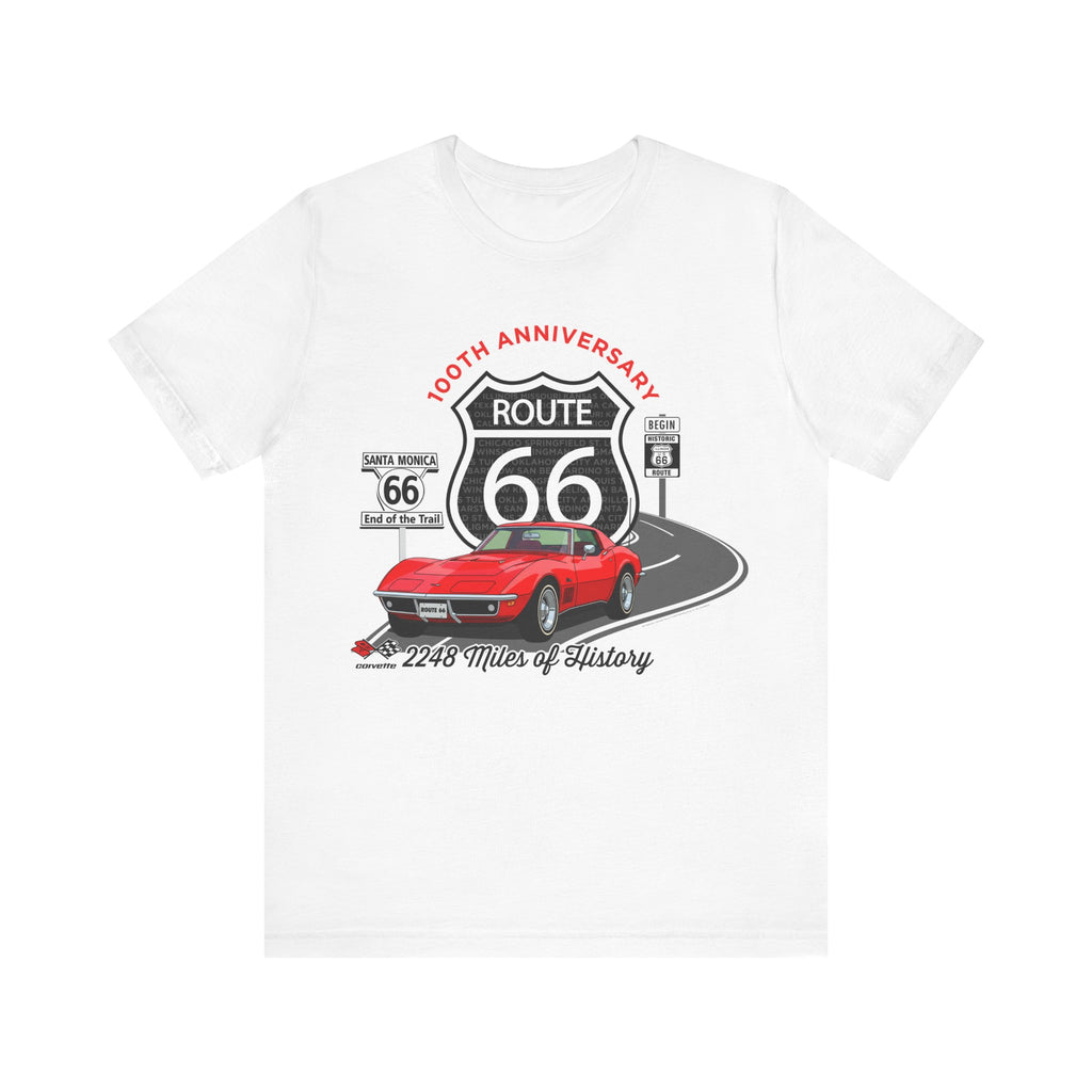 C3 Corvette Route 66 100th Anniversary Short Sleeve Tee – Legends of the Road, Perfect for the Corvette Fan