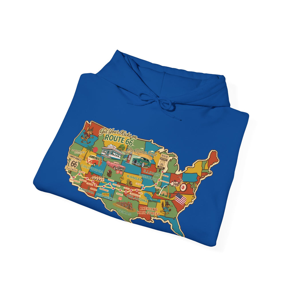 Legends of Route 66 100th Anniversary USA Map Personalized Unisex Fleece Hoodie Sweatshirt