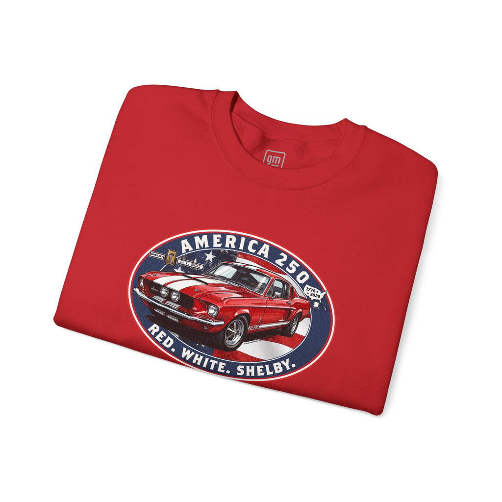 1967 Shelby GT500 "Red. White. Shelby." America 250 Oval Crewneck Sweatshirt