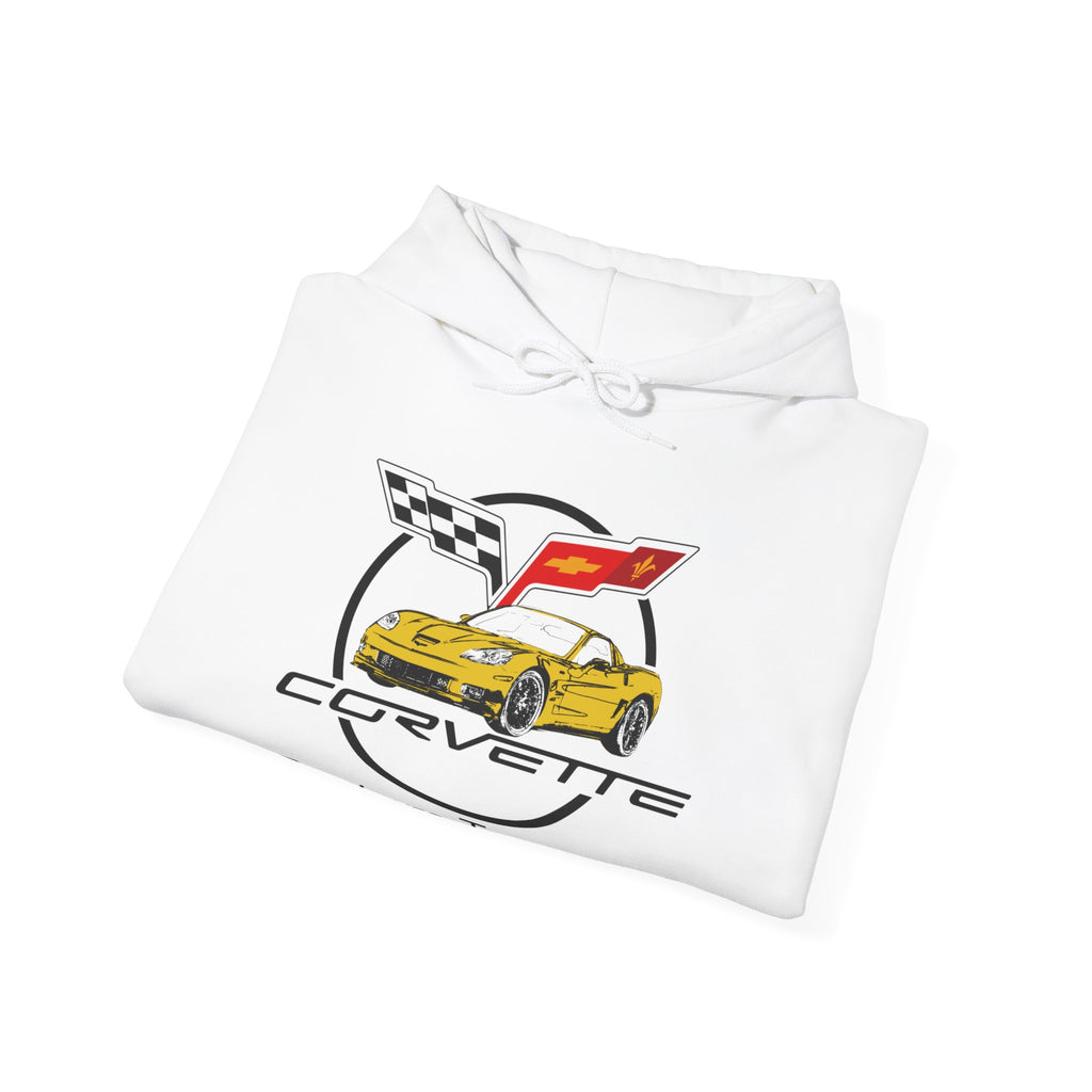 C6 Corvette Personalized Custom Car Color Cotton Blend Hooded Sweatshirt- YELLOW