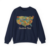 Legends of Route 66 100th Anniversary USA Map Personalized Fleece Crewneck Sweatshirt