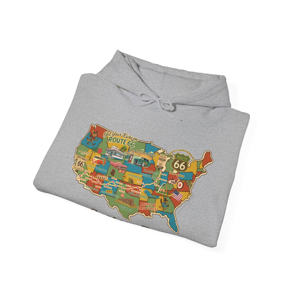 Legends of Route 66 100th Anniversary USA Map Personalized Unisex Fleece Hoodie Sweatshirt