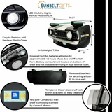 Sunbeltgifts 1969 Chevrolet Camaro SS Floating Wall Shelf, Black with White Stripes, 19.5x6x8 inches, Tempered Glass, Battery Powered LED Headlights, Chevy Car Lovers Decor, Muscle Car Fan Gift Idea