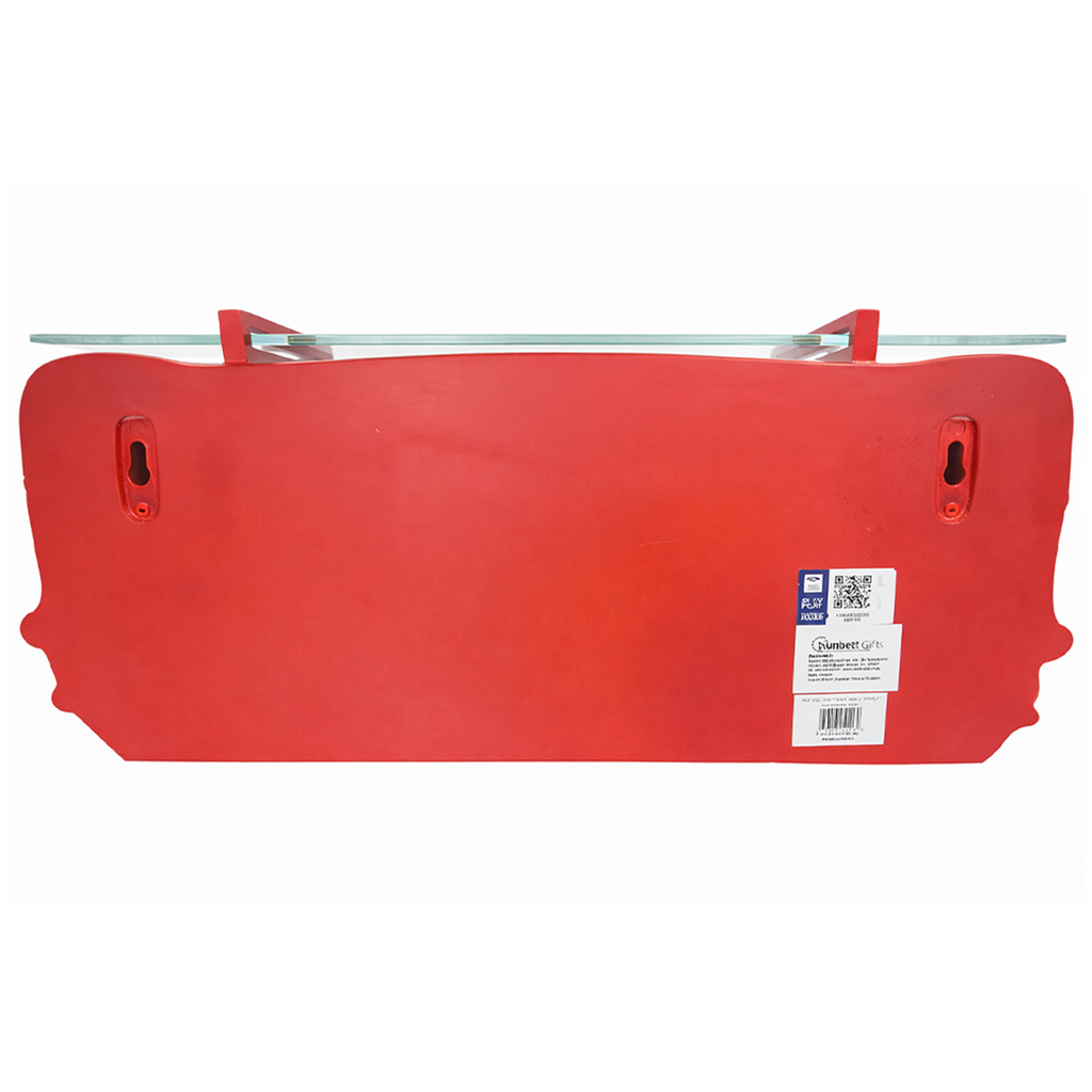 Sunbeltgifts 1957 Chevy Bel Air Wall Shelf, Floating Shelf, Red, 20x6.1x8 inches, Tempered Glass, LED Headlights, Battery Operated, Classic Car Wall Decor, Novelty Gift, Gift Idea for Car Fans