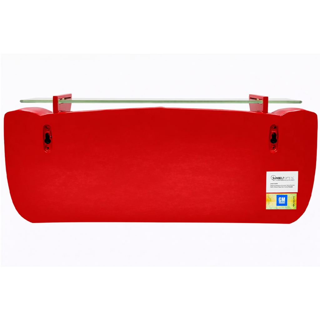 Sunbeltgifts 1966 Pontiac GTO Floating Wall Shelf, Red, 19.5x6.5x8 inches, Tempered Glass, Battery Operated LED Headlights, GTO fans, Gift for Vintage Car Enthusiasts, Man Cave Decor, Automotive Decor