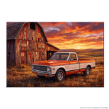 Chevy C10 Orange and White Barn Canvas Wall Art