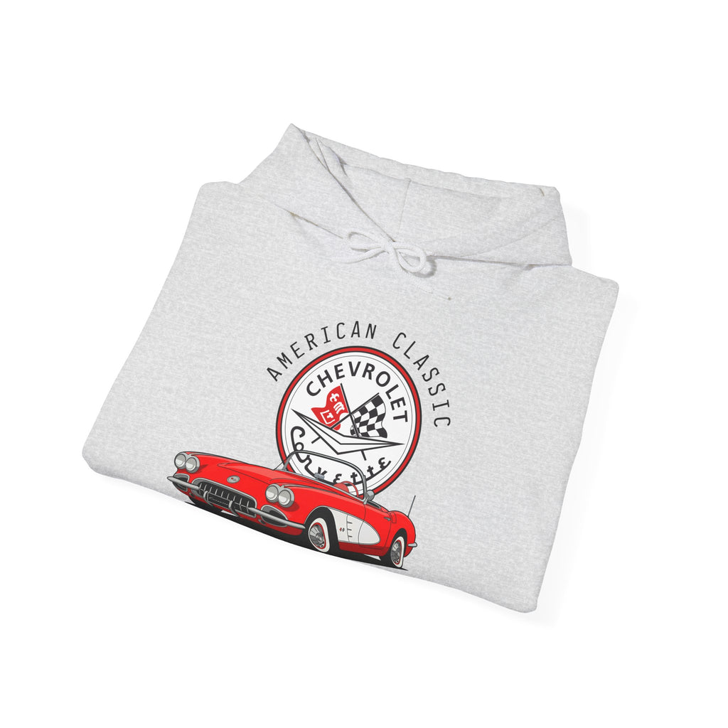 C1 Corvette American Classic Emblem Cotton Blend Hooded Sweatshirt – Legends of the Road, Perfect for the Corvette Fan