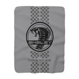 2024 Shelby Snake Circle Personalized Sherpa Fleece Blanket, Neutral Grey Tone Color