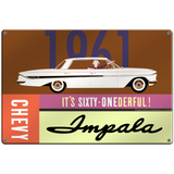 Chevrolet 1961 Impala 18"x12" Metal Wall Decor – Vintage Muscle Car Premium Aluminum Wall Art, Classic Muscle Car Decor for Garage, Man Cave, Bar, or Home