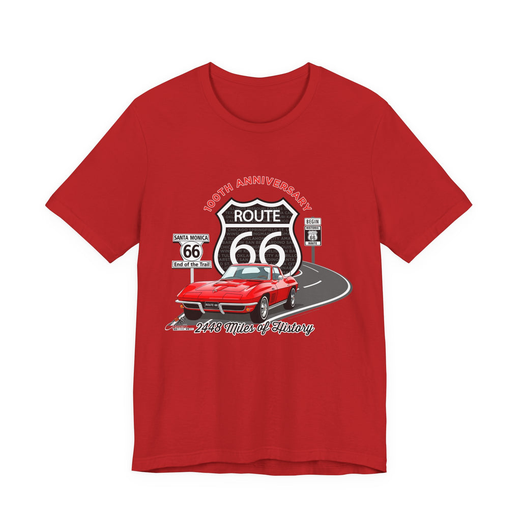 C2 Corvette Route 66 100th Anniversary Short Sleeve Tee – Legends of the Road, Perfect for the Corvette Fan