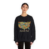 Legends of Route 66 100th Anniversary USA Map Personalized Fleece Crewneck Sweatshirt