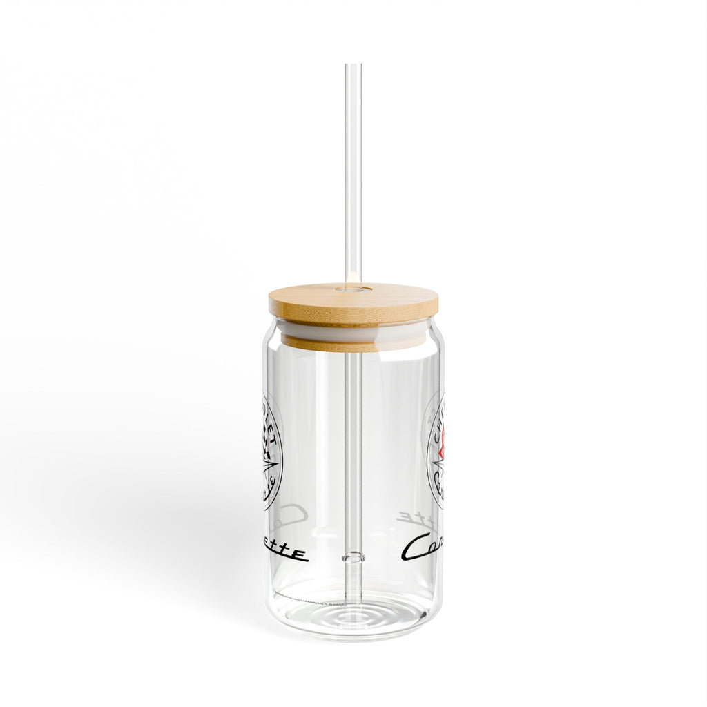 Corvette C1 16oz Clear Plastic Sipper – Corvette Script & C1 Logo, Gift for Car Enthusiasts, Summer BBQs, Nostalgic Kitchen Decor