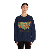 Legends of Route 66 100th Anniversary USA Map Personalized Unisex Fleece Crewneck Sweatshirt