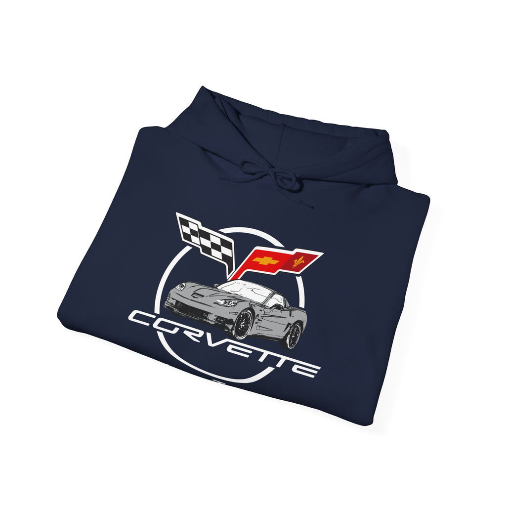 C6 Corvette Personalized Custom Car Color Cotton Blend Hooded Sweatshirt - GREY