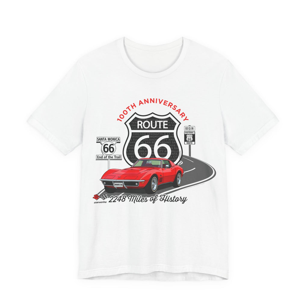 C3 Corvette Route 66 100th Anniversary Short Sleeve Tee – Legends of the Road, Perfect for the Corvette Fan