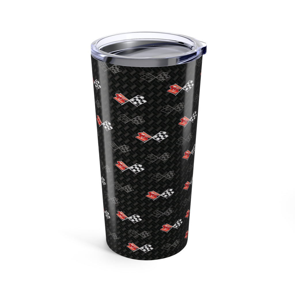 Corvette C3 Logo Toss  Pattern Carbon Tumbler 20oz | Retro Car Lover Travel Cup, Gift for Him, Car Enthusiast, Father's Day, Road Trip