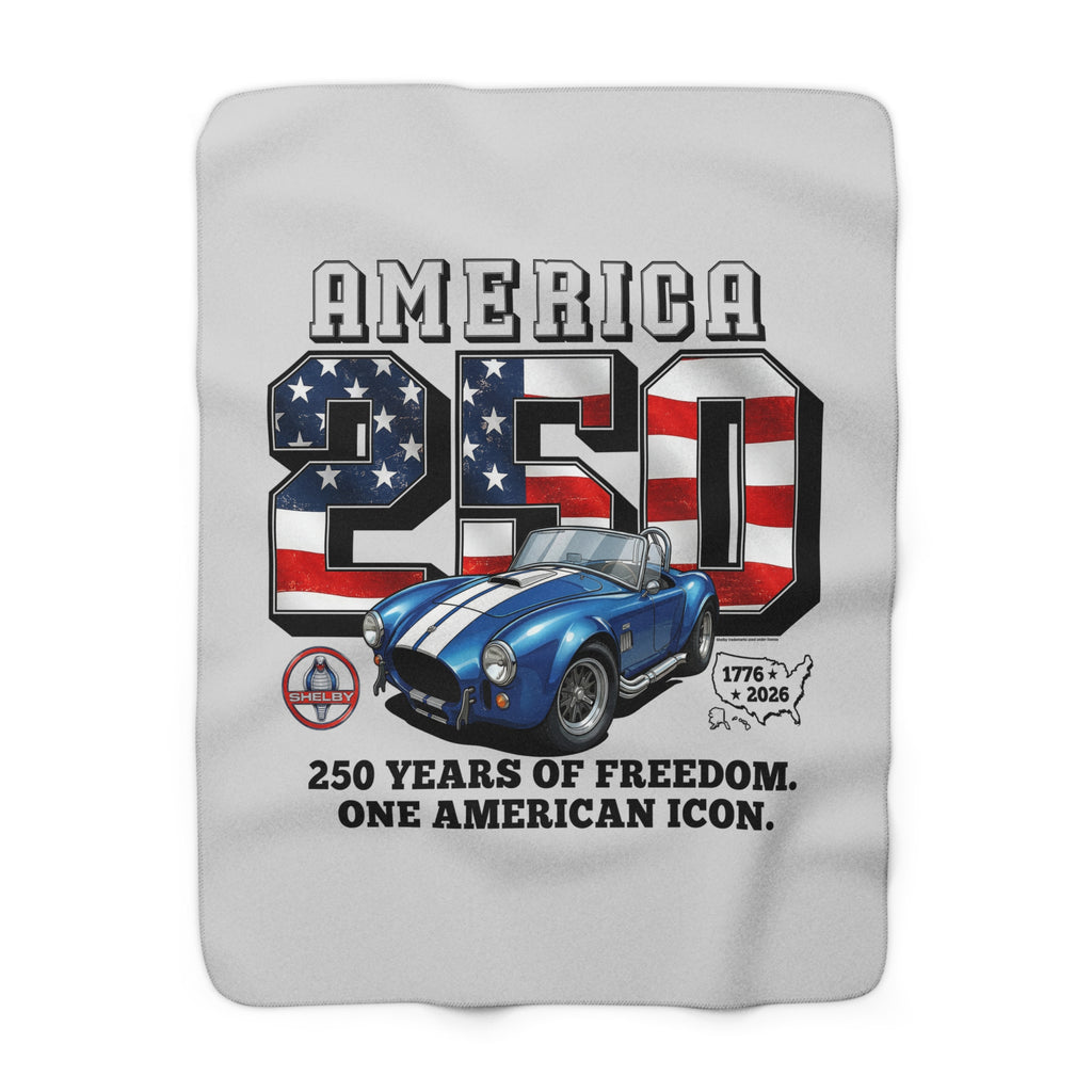 Shelby Blue Cobra 427 "250 Years of Freedom. One American Icon." America 250 Premium Sherpa Blanket – 1776 to 2026