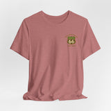 Legends of Route 66 100th Anniversary Landmark Collage Design Cotton Front and Back Printed Short Sleeve Tee