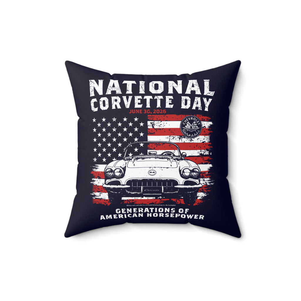 2026 National Corvette Day Limited Edition 16x16 Polyester Square Pillow- 16" x 16" (Navy or Gray)