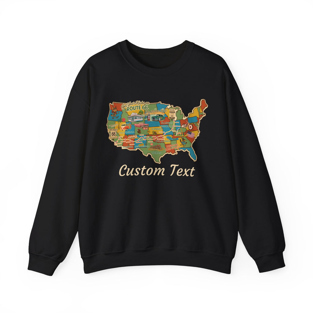 Legends of Route 66 100th Anniversary USA Map Personalized Fleece Crewneck Sweatshirt