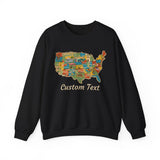 Legends of Route 66 100th Anniversary USA Map Personalized Fleece Crewneck Sweatshirt
