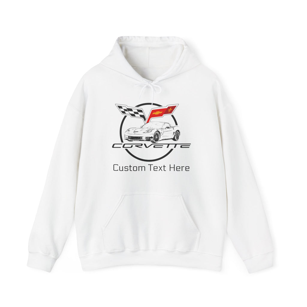 Personalized Chevy C6 Corvette Hoodie, Custom Car Color Cotton Blend Pullover Sweatshirt, Unisex Car Enthusiast Gift, Muscle Car Apparel