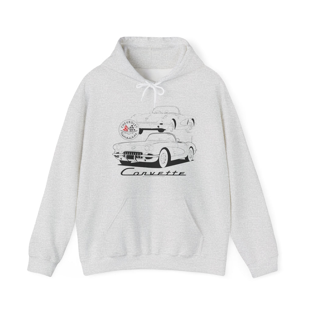 C1 Corvette Monochrome Design Cotton Blend Hooded Sweatshirt – Legends of the Road, Perfect for the Corvette Fan