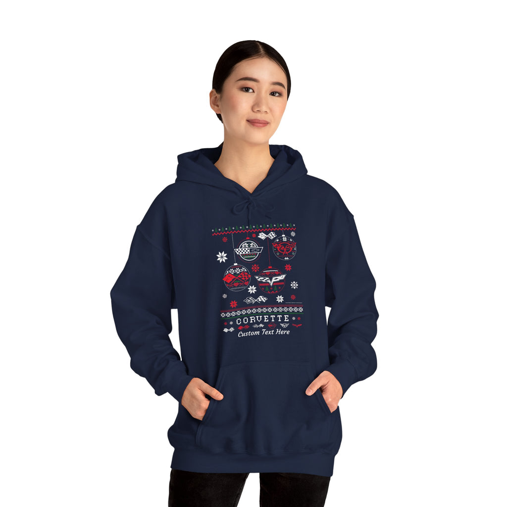 Corvette Ugly Sweater Christmas Personalized Cotton Blend Hooded Sweatshirt