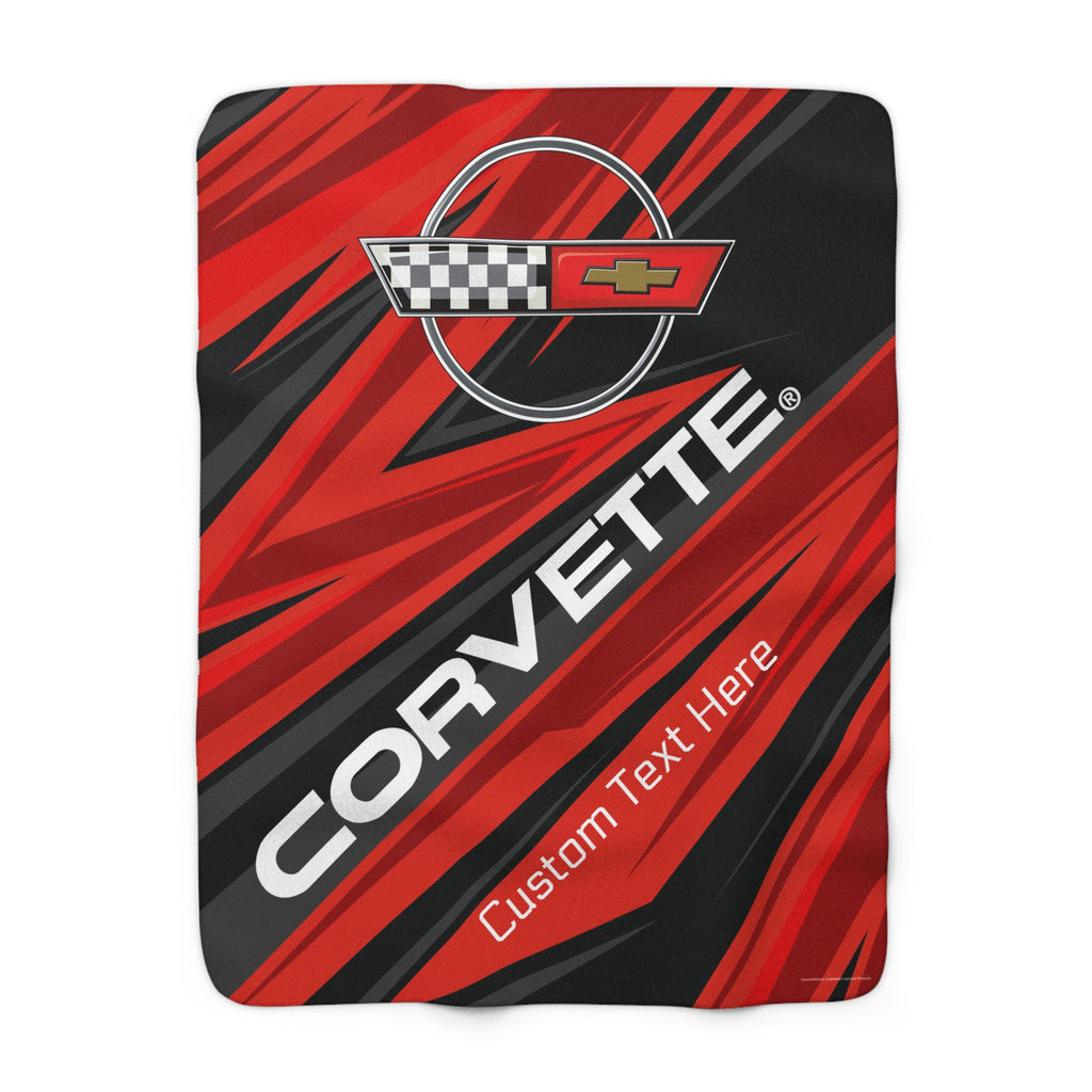 Personalized C4 Corvette Racing Decorative Diagonal Pattern Sherpa Blanket, Perfect for Chilly Days