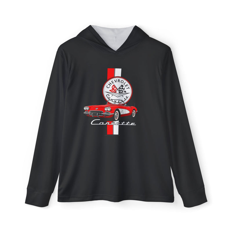 C1 Corvette Vertical Stripe Emblem Performance Hoodie – Legends of the Road, Perfect for the Corvette Fan