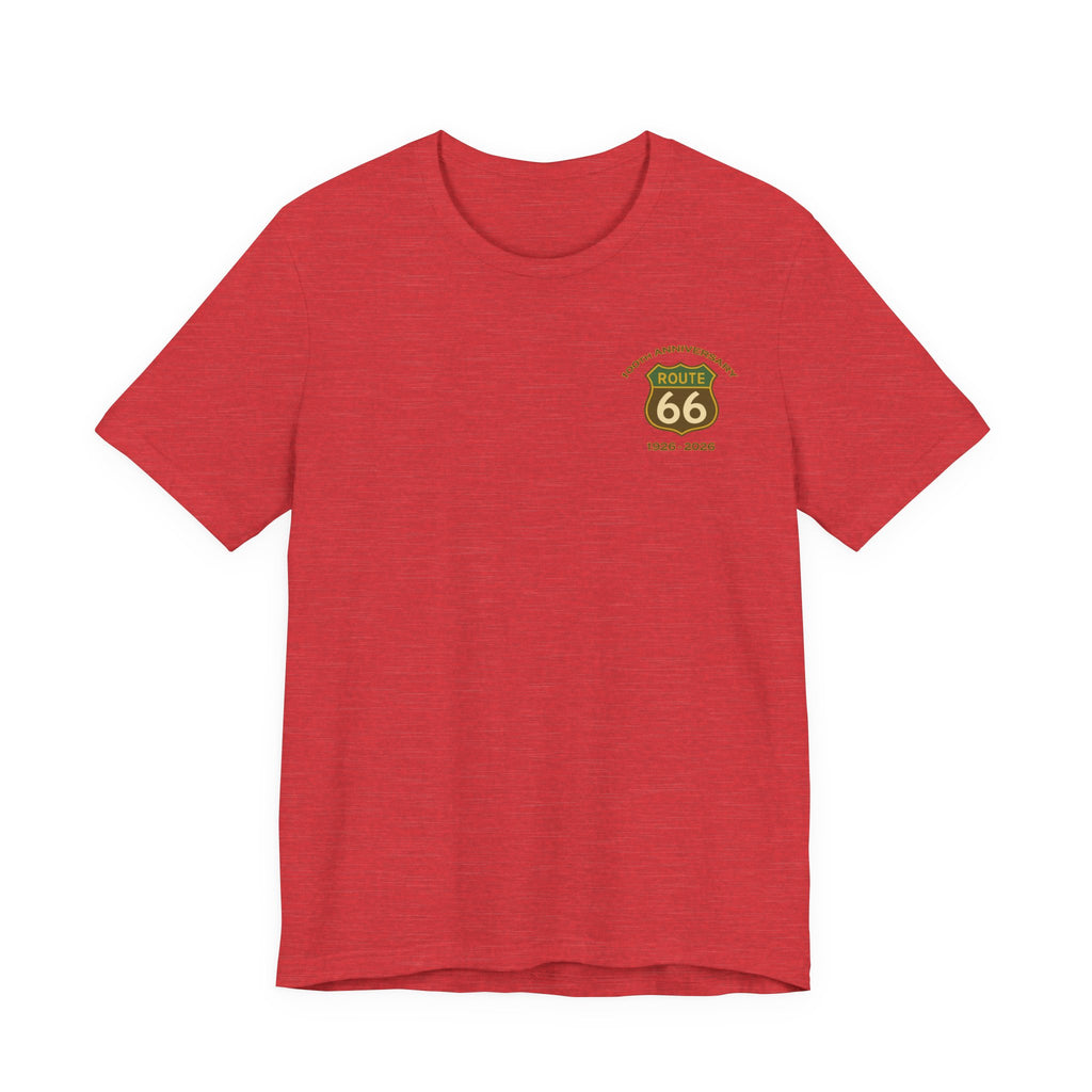 Legends of Route 66 100th Anniversary Landmark Collage Design Cotton Front and Back Printed Short Sleeve Tee