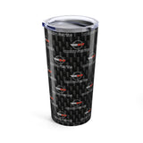 Corvette C4 Logo Repeat Pattern Carbon Tumbler 20oz | Retro Car Lover Travel Cup, Gift for Him, Car Enthusiast, Father's Day, Road Trip