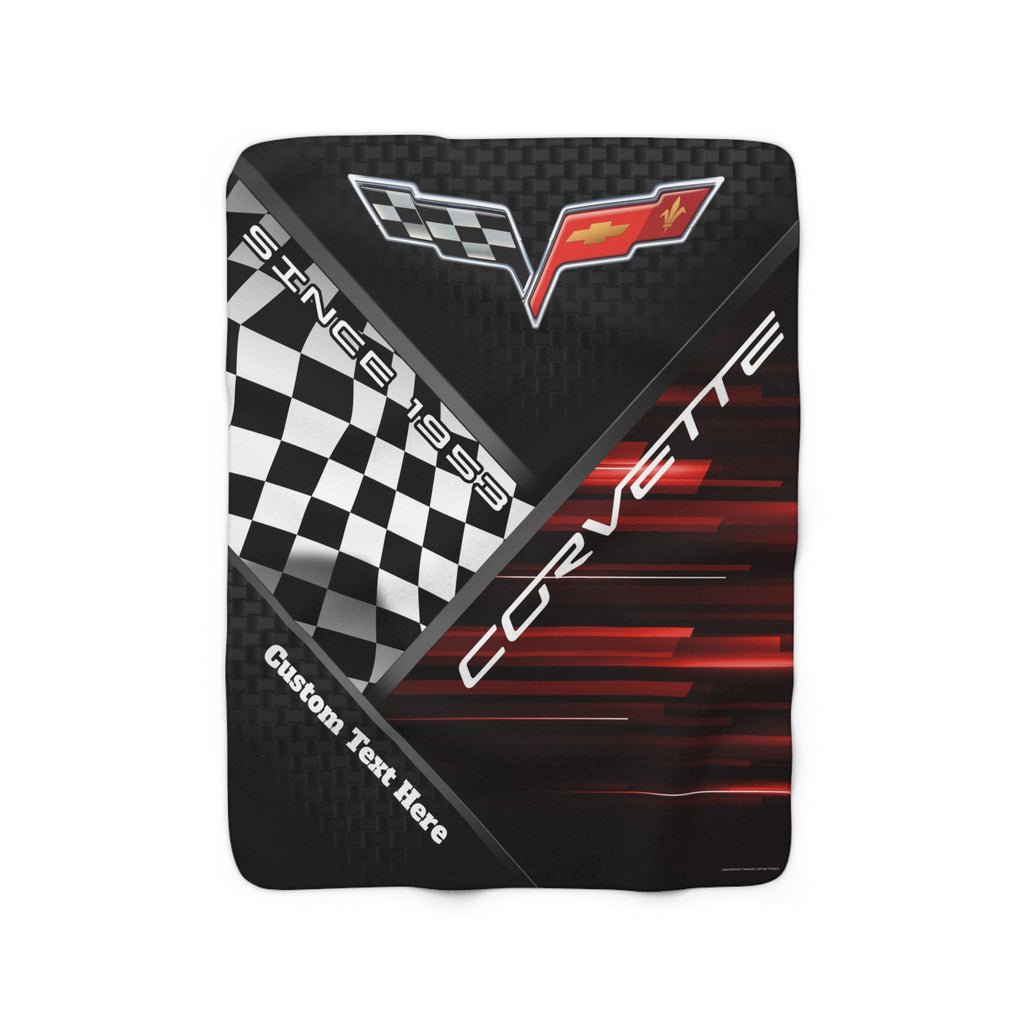 Personalized C6 Corvette Checkered Flag Racing Decorative Sherpa Blanket, Perfect for Chilly Days