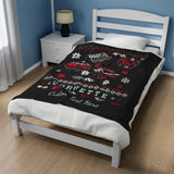 Corvette Ugly Sweater Christmas Personalized Velveteen Plush Blanket - BLACK