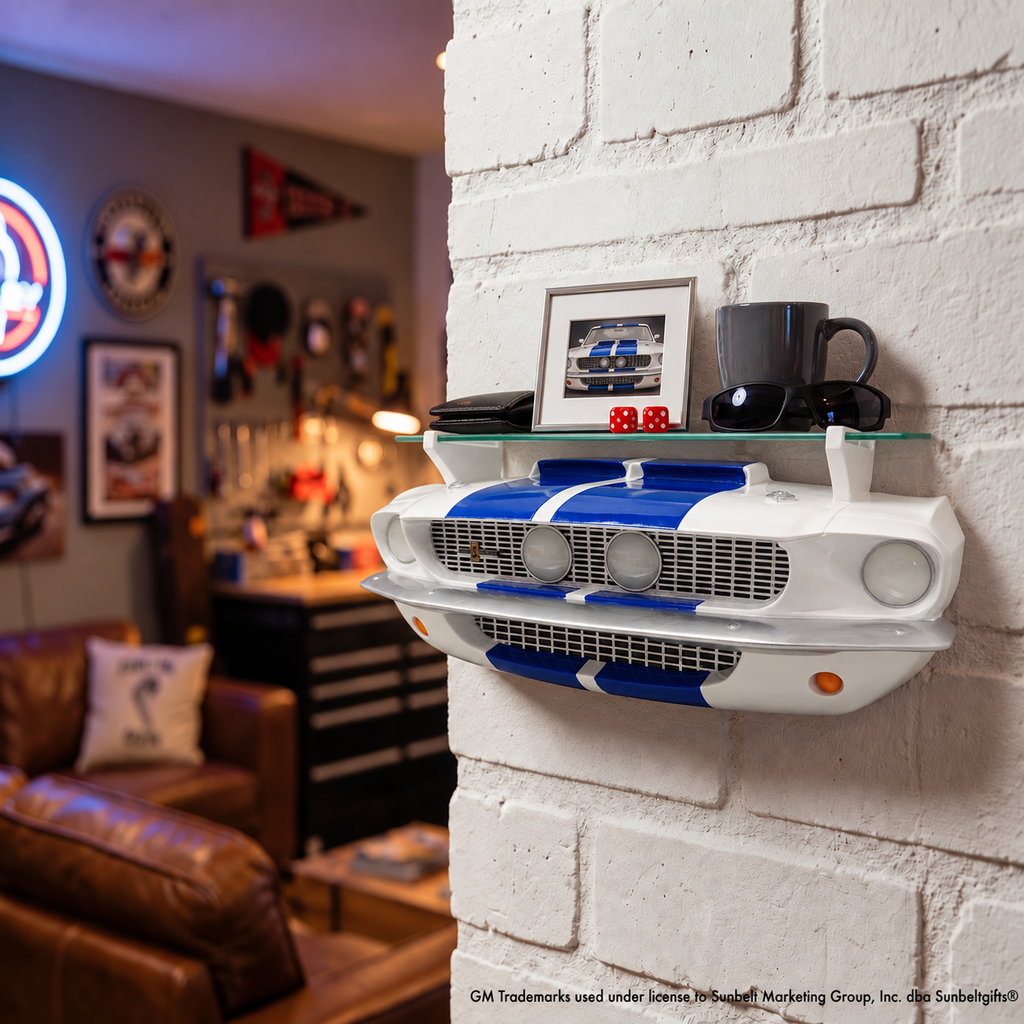 1967 Carroll Shelby GT500 Blue and White Wall Shelf, LED Lights