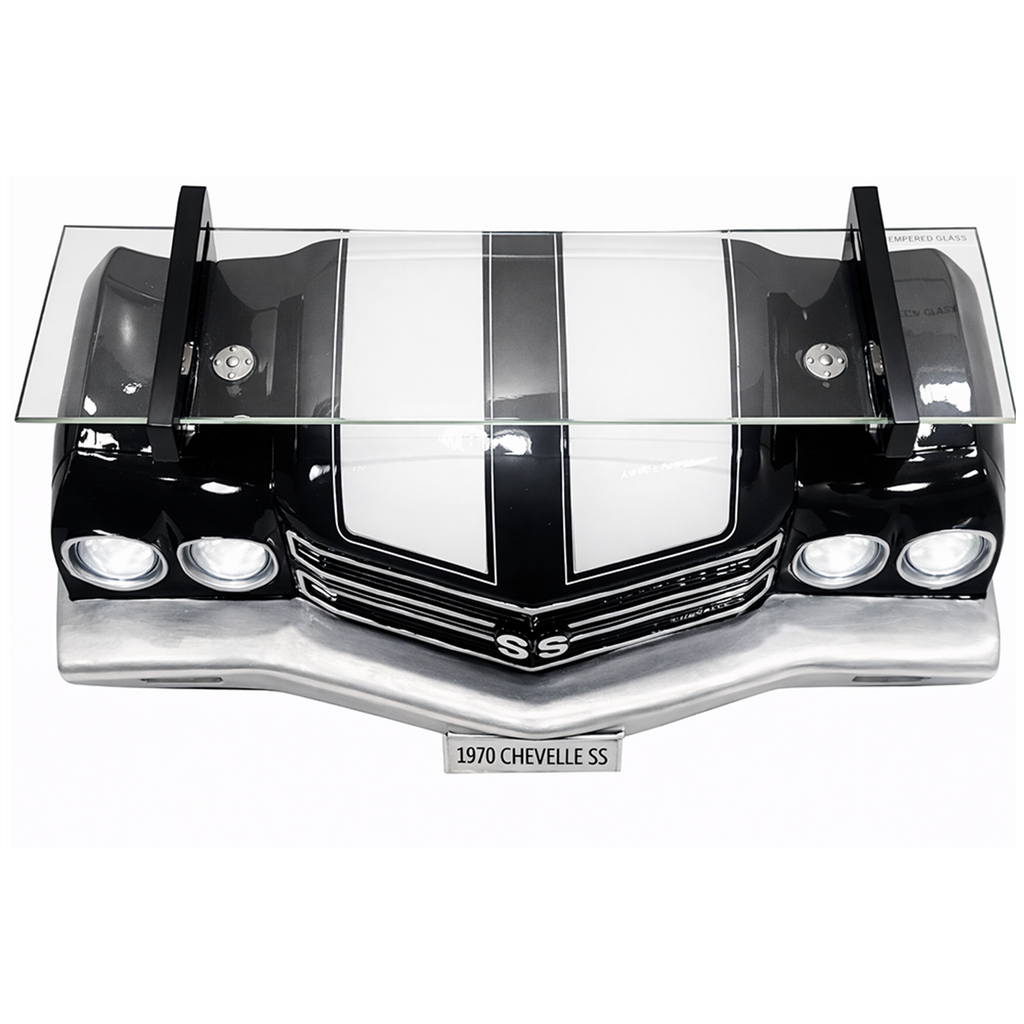 1970 Chevrolet Chevelle Floating Wall Shelf, Black with White Stripes, 19.5 x 7 x 7.5 inches, Car Enthusiast Gift, Muscle Car Decor