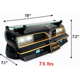 Sunbeltgifts 1977 SE Pontiac Trans AM Wall Floating Shelf, Black and Golds, 19x7.1x7.2 inches, Tempered Glass, Battery Powered LED Headlights, Car Enthusiast Gift, Classic Car Decor, Pontiac Collector