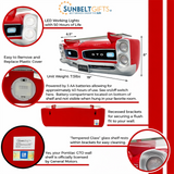 Sunbeltgifts 1966 Pontiac GTO Floating Wall Shelf, Red, 19.5x6.5x8 inches, Tempered Glass, Battery Operated LED Headlights, GTO fans, Gift for Vintage Car Enthusiasts, Man Cave Decor, Automotive Decor