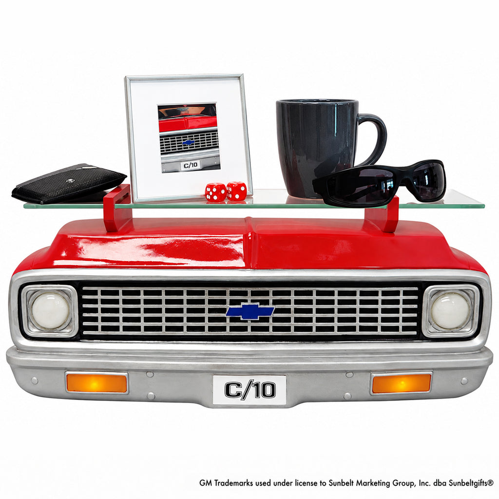 1972 Chevrolet C10 Red & White LED Wall Shelf – Tempered Glass