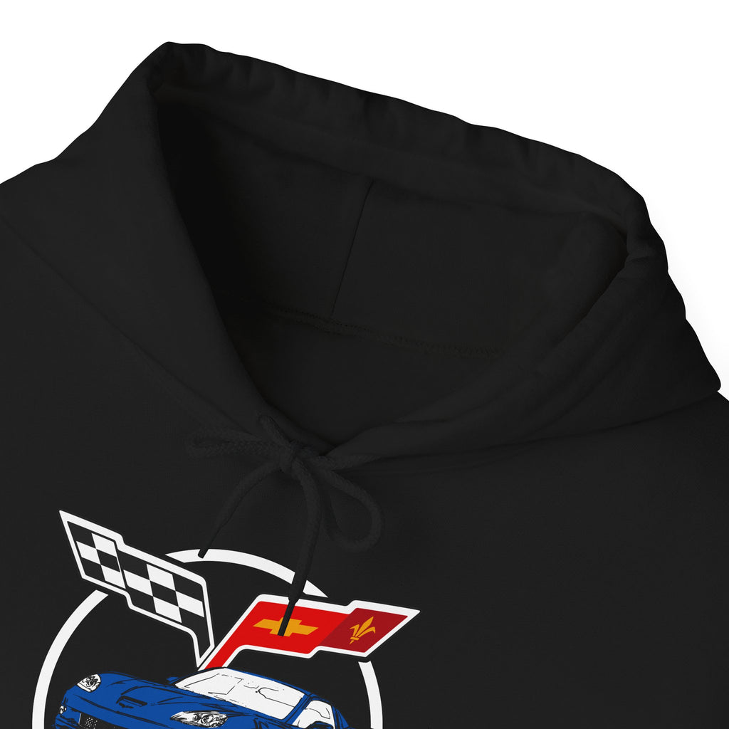 C6 Corvette Personalized Custom Car Color Cotton Blend Hooded Sweatshirt - BLUE