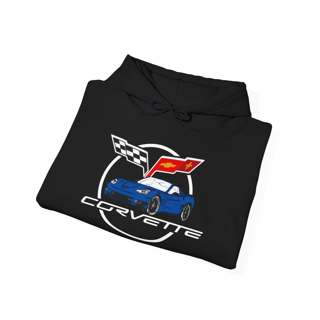 C6 Corvette Personalized Custom Car Color Cotton Blend Hooded Sweatshirt - BLUE