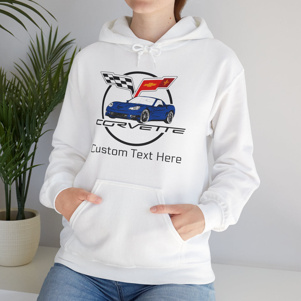 Custom Chevy C6 Corvette Hoodie, Personalized Blue Car Color Sweatshirt, Unisex Pullover for Car Enthusiasts, Great Gift for Corvette Fans